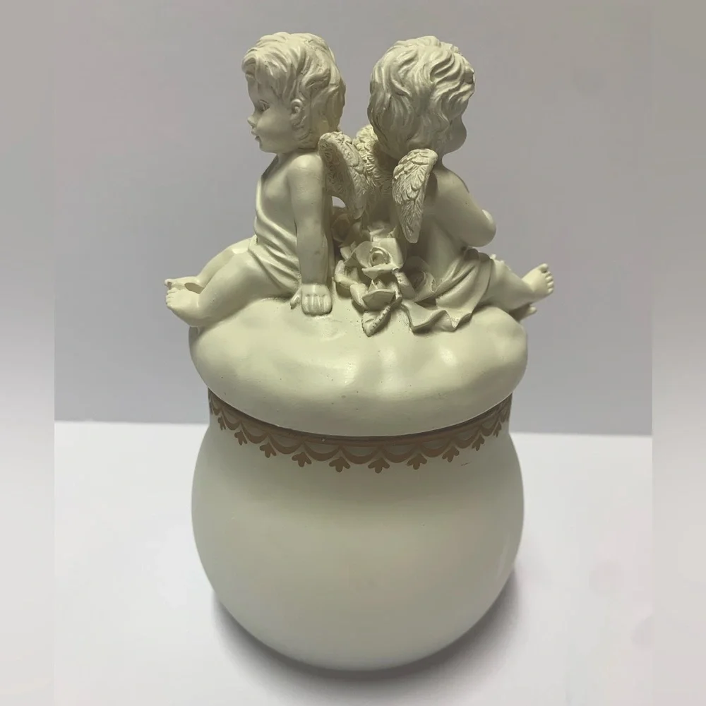 Avon Vintage Cherub Angel Candle Jar Collectible Romantic Decor